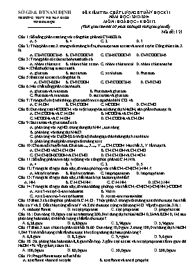 Đề kiểm tra chất lượng 8 tuần học kì I môn Hóa học Lớp 12 - Năm học 2013-2014 - Trường THPT Nguyễn Khuyến Vũ Văn Hiếu